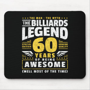 60th Birthday Billiards Player 60 Years Old Billia Mouse Pad