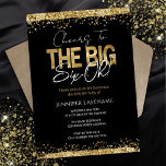 60th Birthday Black and Gold Invitation<br><div class="desc">Elegant Faux gold glitter with shimmering confetti highlights on the top and bottom border. All text is adjustable and easy to change for your own party needs. Great elegant 60th birthday template design. The Big Six Oh!</div>