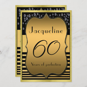 60th Birthday Black And Gold Party Invitation