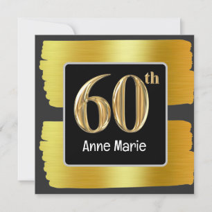  60th  Birthday black and gold theme Invitation