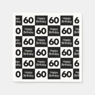60th Birthday Black and White Chequerboard Design Napkin