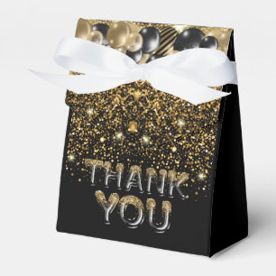 60th Birthday Black Gold Glitter Personalized Favor Box