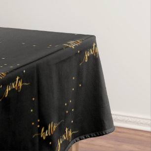 60th birthday black gold hello 60 typography tablecloth