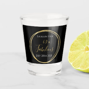60th Birthday Black Gold Personalized Party Favour Shot Glass