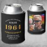 60th Birthday Black Gold With Photo<br><div class="desc">Personalized Birthday add your name and year can cooler with your photo on the rear. Edit the name and year with the template provided. A wonderful custom birthday party accessory. More gifts and party supplies available with the "setting standards" design in the store.</div>