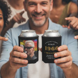 60th Birthday Black Gold With Photo Can Cooler<br><div class="desc">Personalized Birthday add your name and year can cooler with your photo on the rear. Edit the name and year with the template provided. A wonderful custom birthday party accessory. More gifts and party supplies available with the "setting standards" design in the store.</div>