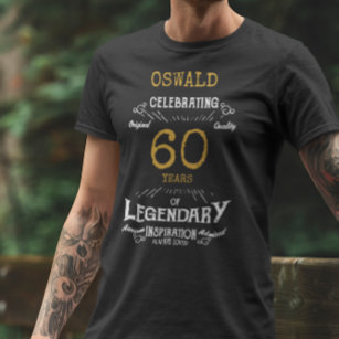 60th Birthday Black White Gold Mens T-Shirt