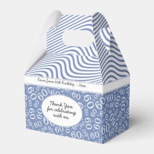 60th Birthday Blue and White Number Pattern Favor Box