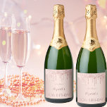 60th birthday blush rose gold glitter drips name sparkling wine label<br><div class="desc">A sparkling wine bottle label for a girly and glamorous 60th birthday party with the girls. A faux rose gold metallic looking background with an elegant faux rose gold glitter drips, paint drip look. The text: The name is written in dark rose gold with a large modern hand lettered style...</div>