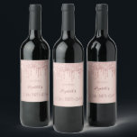 60th birthday blush rose gold glitter drips name wine label<br><div class="desc">A wine bottle label for a girly and glamorous 60th birthday party with the girls. A faux rose gold metallic looking background with an elegant faux rose gold glitter drips, paint drip look. The text: The name is written in dark rose gold with a large modern hand lettered style script....</div>