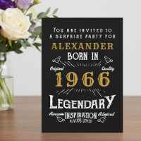 60th Birthday Born 1966 Black Gold Retro Vintage