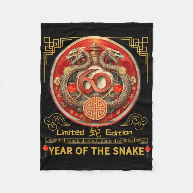 60th Birthday Born Snake Year 1965 Chinese Lunar N Fleece Blanket (Front)