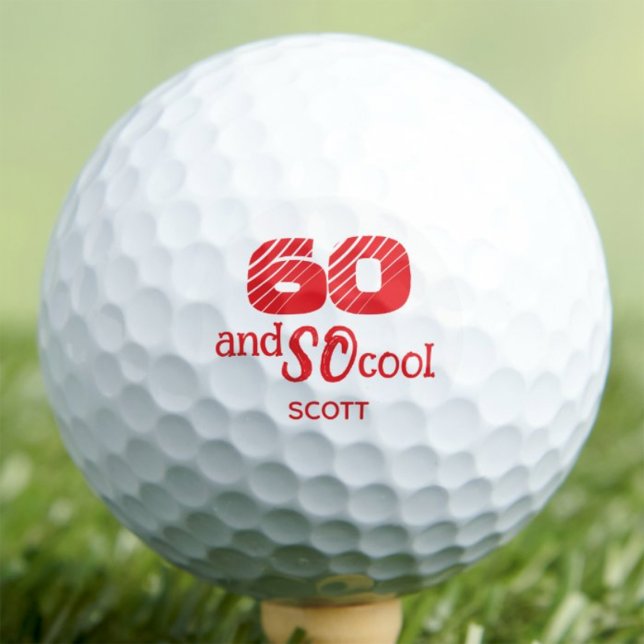 60th Birthday Brother Gift SO Cool Red Custom Golf Balls (Creator Uploaded)