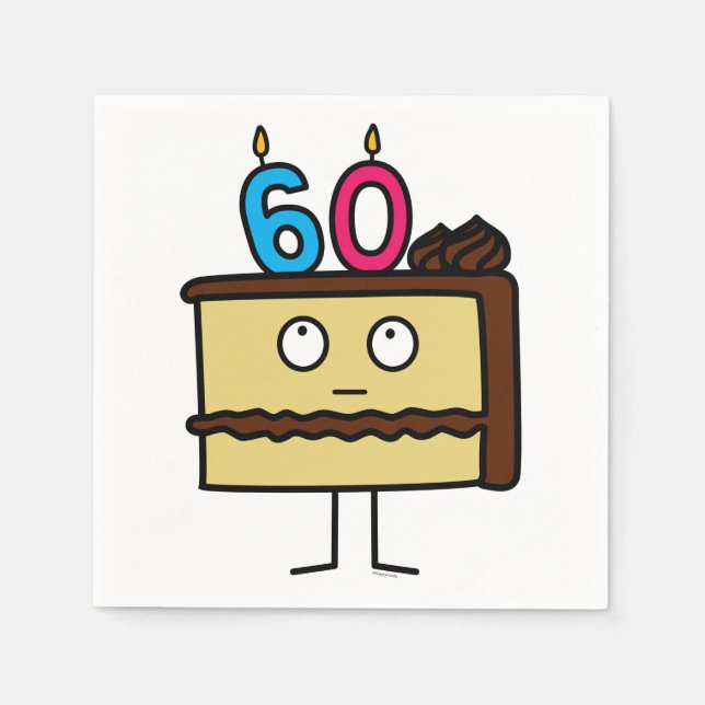 60th Birthday Cake with Candles Napkin (Front)