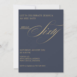 60th Birthday Caligraphy Modern Elegant Invitation