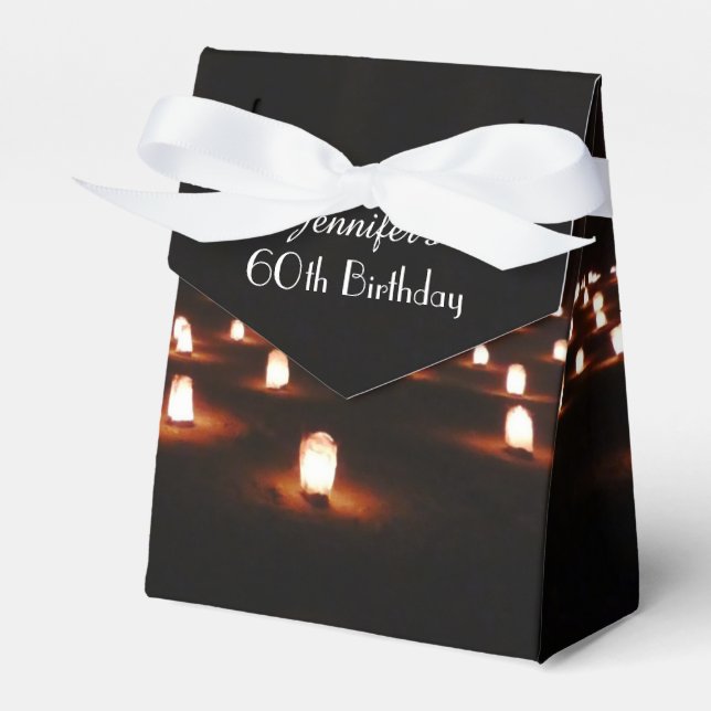 60th Birthday Candles Thank You Guests Party Favor Box (Front Side)