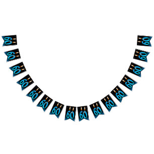 60th birthday candles with eyeballs bunting flags