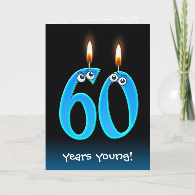 60th Birthday Candles with Eyeballs   Card (Front)