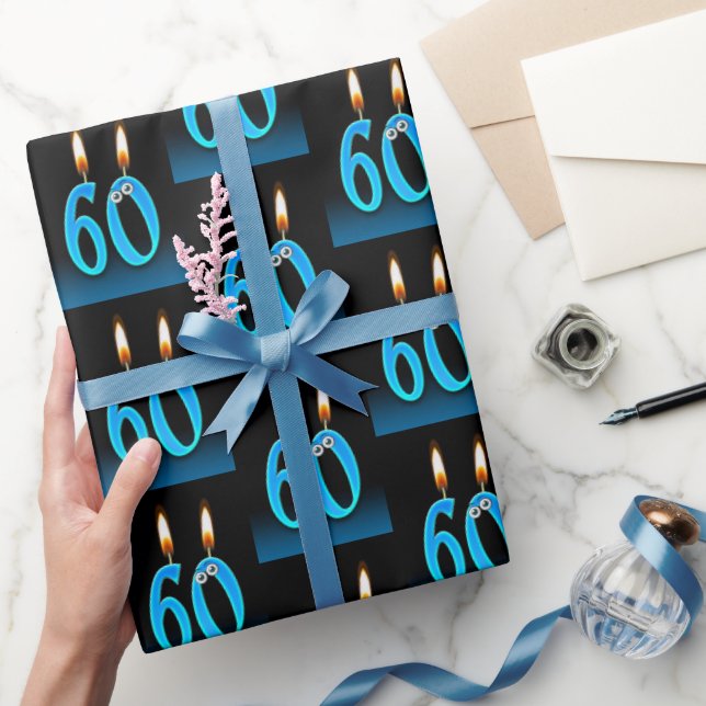 60th Birthday Candles with Eyeballs  Wrapping Paper (Gifting)