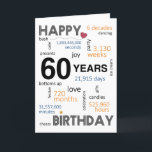 60th Birthday Card<br><div class="desc">Turning 60 is a momentous occasion in anyone's life,  so why not celebrate it by sending some heartfelt 60th birthday wishes. The front of the birthday card is adorned with messages of joy,  love,  celebration,  and all the exciting things that make the day extra special.</div>