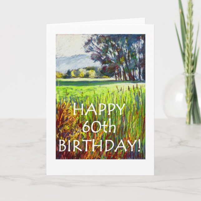 60th Birthday Card - Evening in the Meadows (Front)
