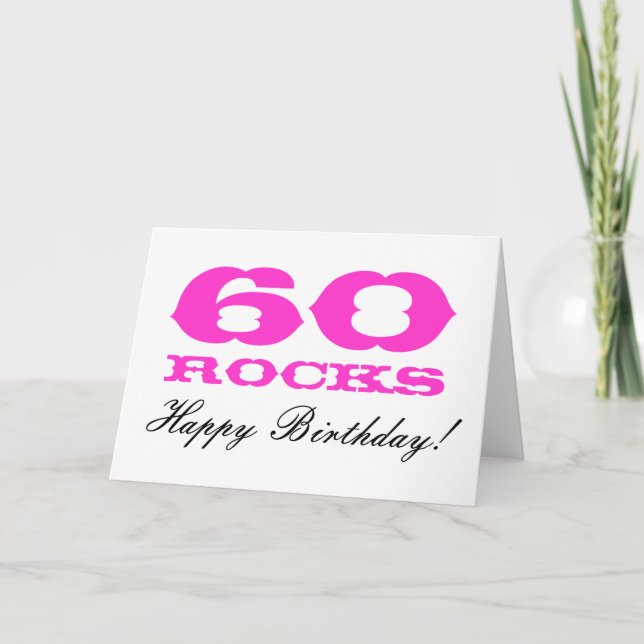 60th Birthday card for women | 60 Rocks! (Front)