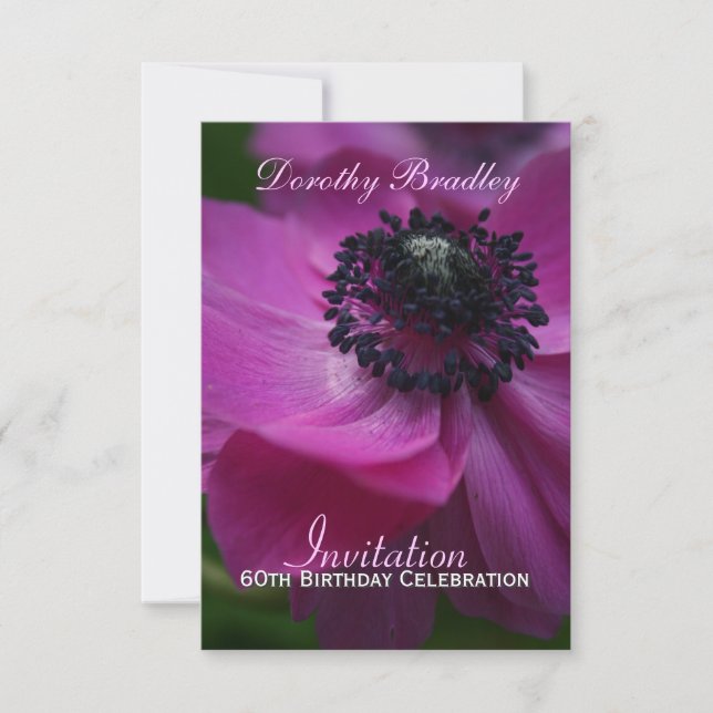 60th Birthday Celebration Anemone Custom Invite (Front)