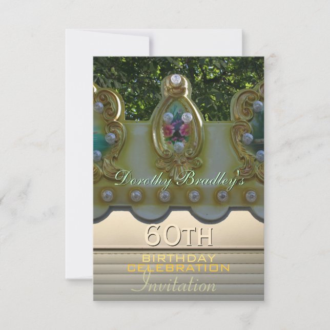 60th Birthday Celebration Carousel Custom Invite (Front)