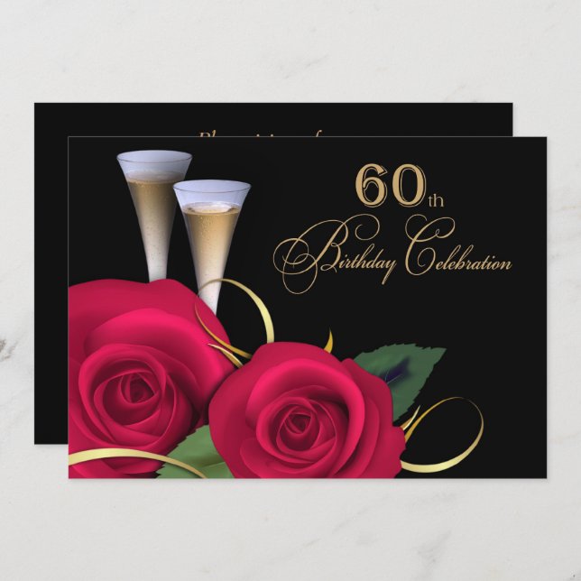 60th Birthday Celebration Custom Invitations (Front/Back)
