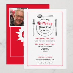 60th Birthday Celebration Modern Photo Invitation