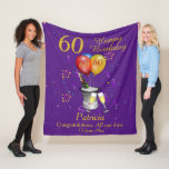 60th Birthday Celebration Purple Fleece Blanket<br><div class="desc">A stylish 60th Happy birthday age blanket. Features a sparkling wine bucket glasses and balloons and confetti all on a purple background with gold coloured text. Perfect as a gift to celebrate a 60th birthday, something that they can cherish and snuggle up with, Can be customize by amending the titles...</div>