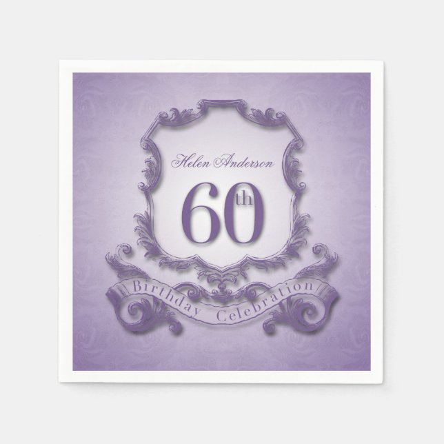 60th Birthday Celebration Vintage Frame Napkin (Front)