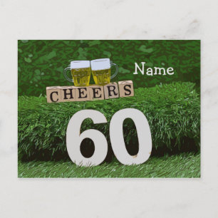 60th Birthday Cheers and beers  invitation Postcard