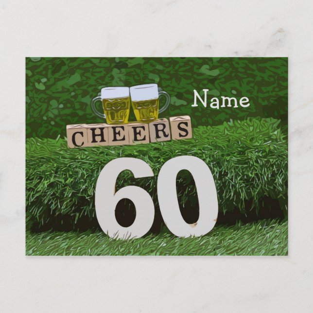 60th Birthday Cheers and beers  invitation Postcard (Front)