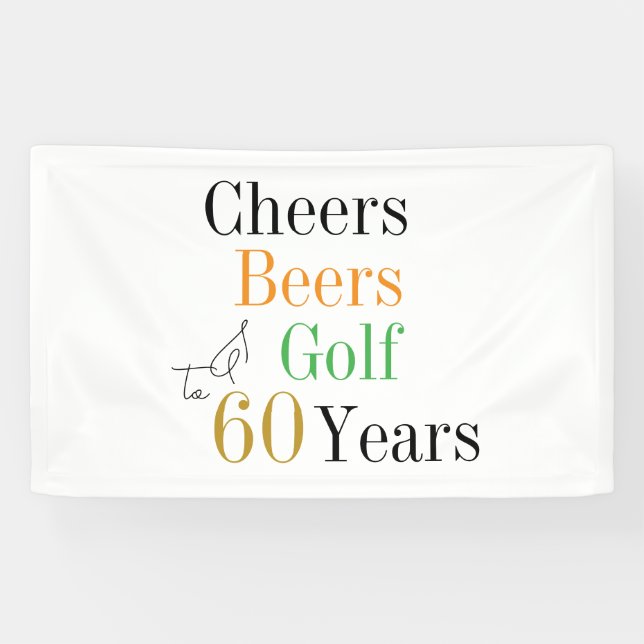 60th Birthday Cheers Beers Golf Party Banner (Horizontal)