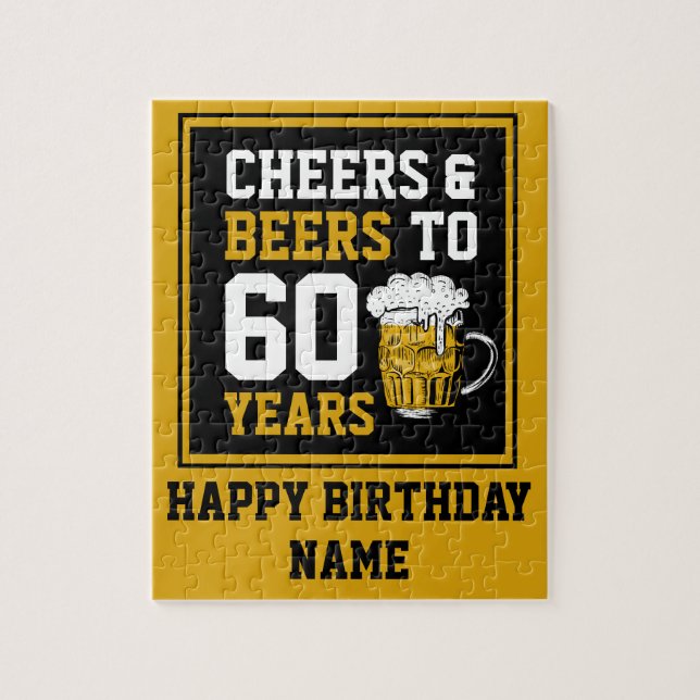 60th Birthday Cheers & Beers to 60 Years Jigsaw Puzzle (Vertical)