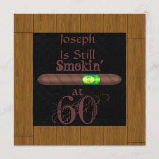 60TH Birthday CIGAR Invitations WOOD Look FRAME