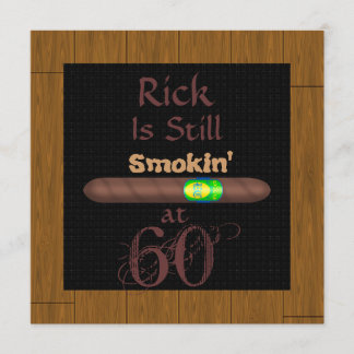 60TH  Birthday CIGAR  Invitations WOOD Look FRAME