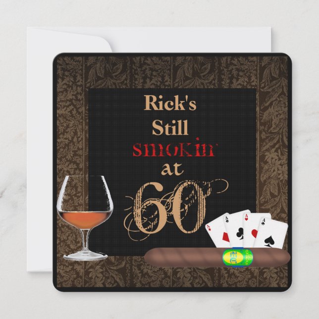 60th Birthday Cigars, Poker and INVITATIONS (Front)