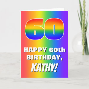 60th Birthday: Colourful, Fun Rainbow Pattern # 60 Card