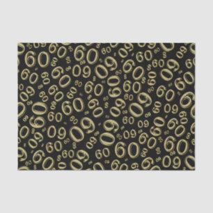 60th Birthday Cool Number Pattern Gold/Black Tissue Paper