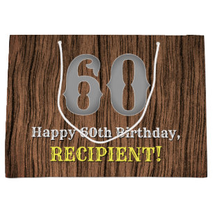 60th Birthday: Country Western Inspired Look, Name Large Gift Bag