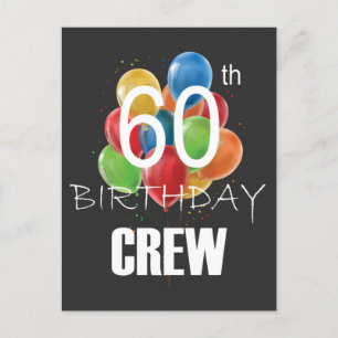 60th Birthday Crew 60 Party Crew Group Postcard