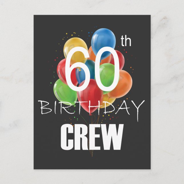 60th Birthday Crew 60 Party Crew Group Postcard (Front)