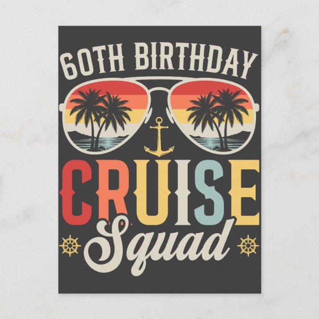 60TH Birthday Cruise Squad Family Matching Postcard (Front)