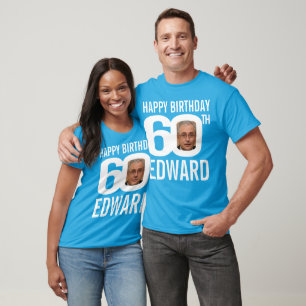 60th birthday custom name photo template white T-Shirt