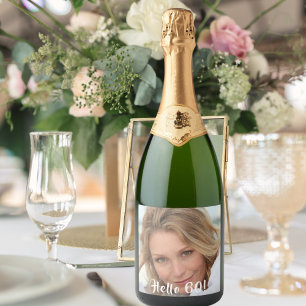 60th birthday custom photo hello 60 women sparkling wine label