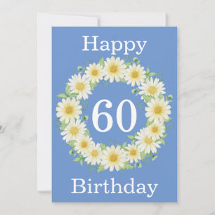 60th Birthday Daisy Watercolor Flat Card