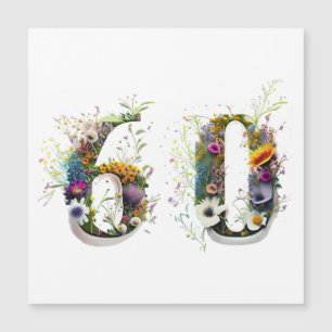 60th Birthday Decorative Wildflower Text