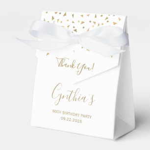 60th Birthday Elegant Gold Confetti White Favor Box